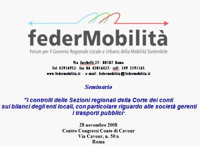 Roma. "I controlli delle Sezioni regionali della Corte dei conti sui bilanci degli enti locali, con particolare riguardo alle società gerenti i trasporti pubblici"