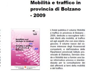 Bolzano. "Mobilità e traffico in Alto Adige 2009": pubblicati dati ASTAT