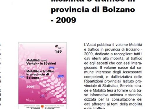 Bolzano. "Mobilità e traffico in Alto Adige 2009": pubblicati dati ASTAT