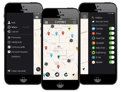 Carsh aggrega tutti i servizi di Car Sharing