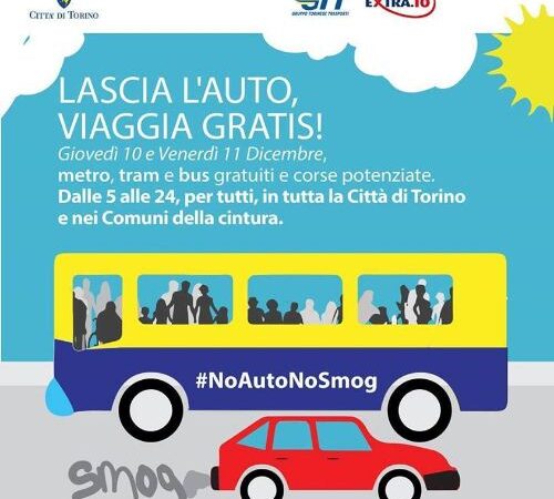 Troppo smog in città, si viaggia gratis sui mezzi pubblici Gtt