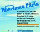 FERRARA. NUOVA CAMPAGNA LIBERIAMO L’ARIA SUGLI INCENTIVI A IMPIANTI PER AUTOTRAZIONE